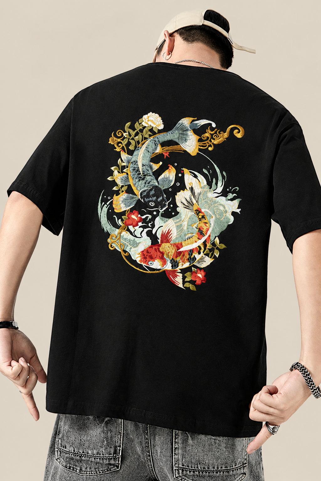 Mizuki Koi Fish T-Shirt in black