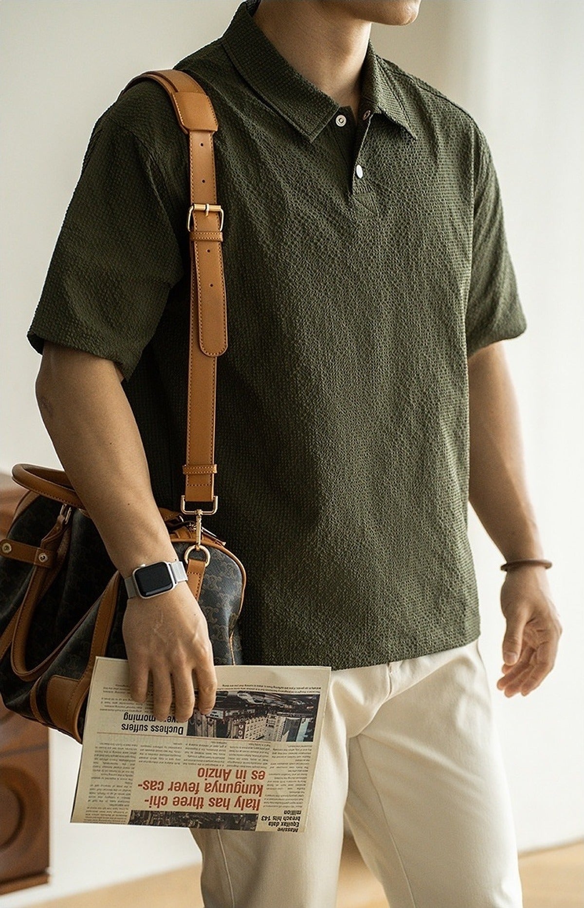 Awa Seersucker Polo Shirt details