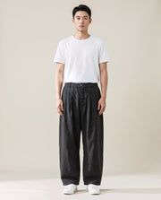 Yume Loose Button Pants in Hemp Black, establishing