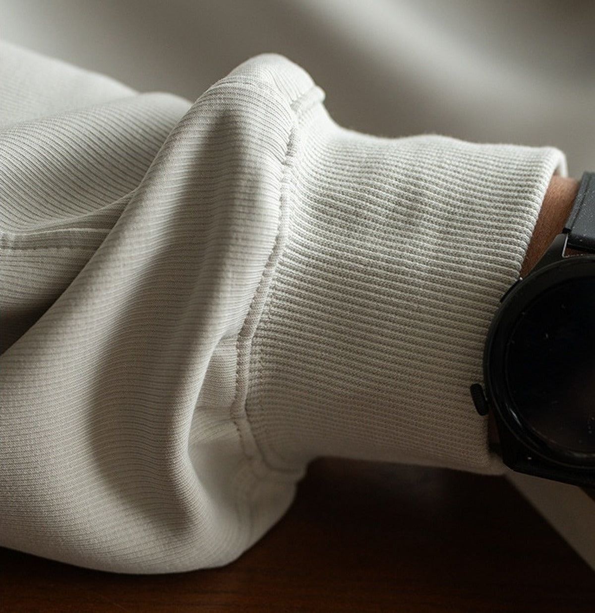 Katachi Cropped Crewneck Sweatshirt in Grey, detail close-up