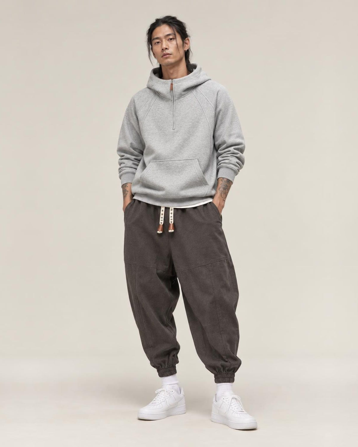 Kireina Pants in Gray, full-length front view
