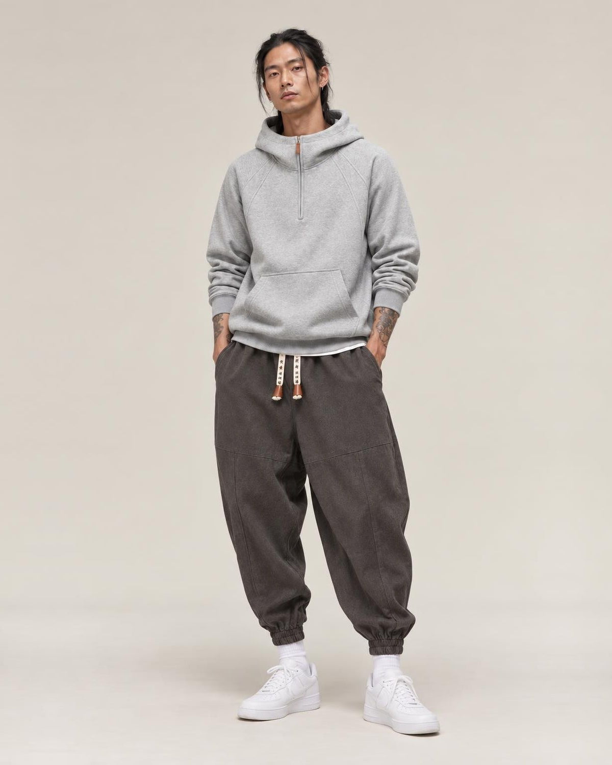 Kireina Pants in Gray, full-length front view