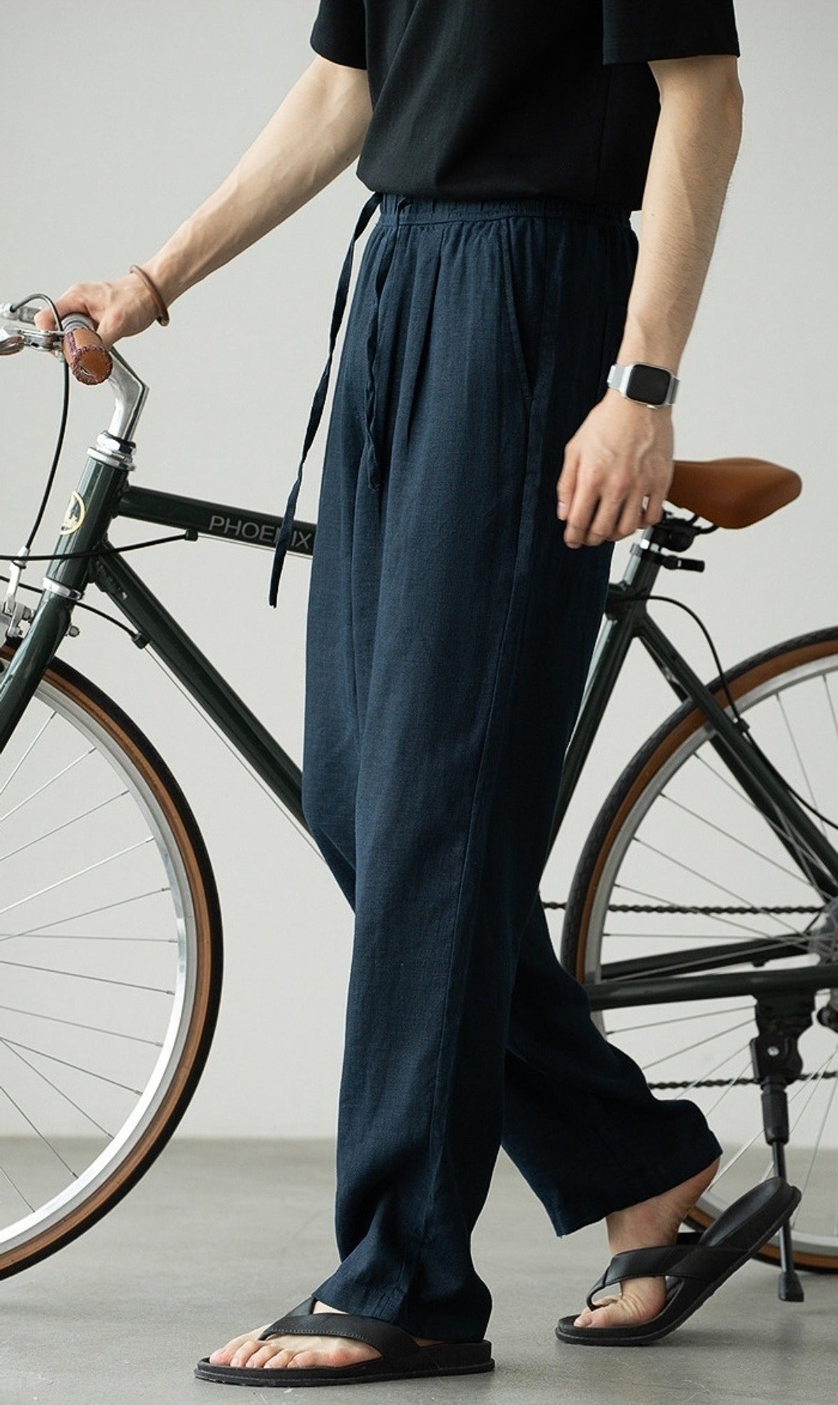 Natsu Linen Drape Pants in Blue, styled look