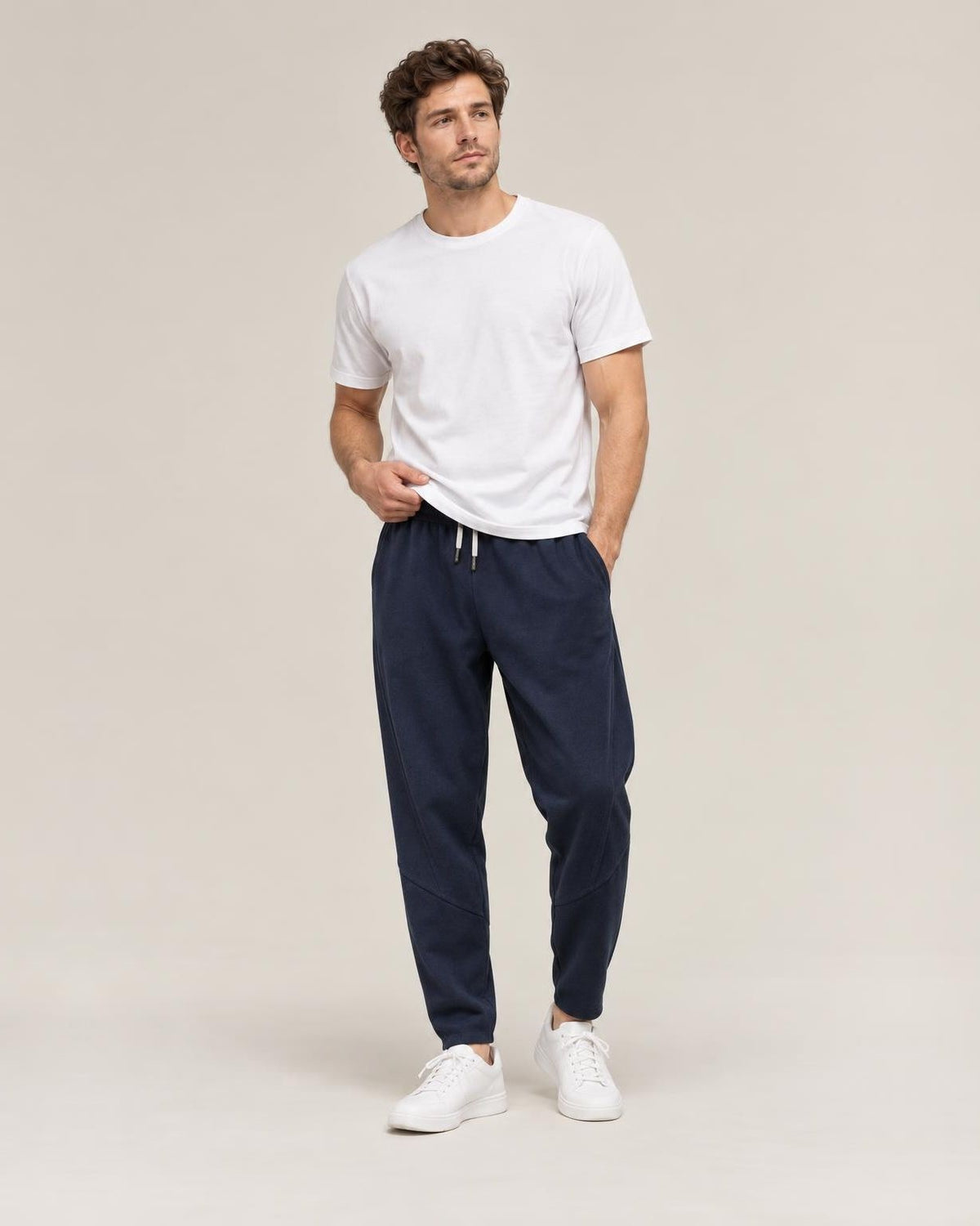 Nobi Relaxed Harem Pants in Blue, full-length front view