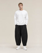 Raku Wide Cargo Pants in Black, full-length front view