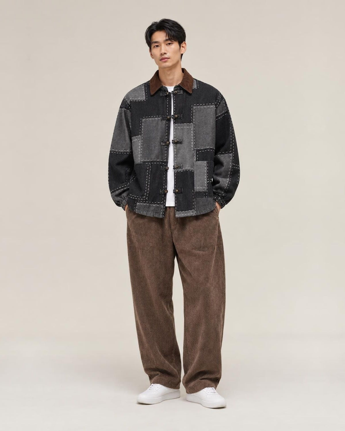 Sabi Washed Denim Jacket in Black, establishing