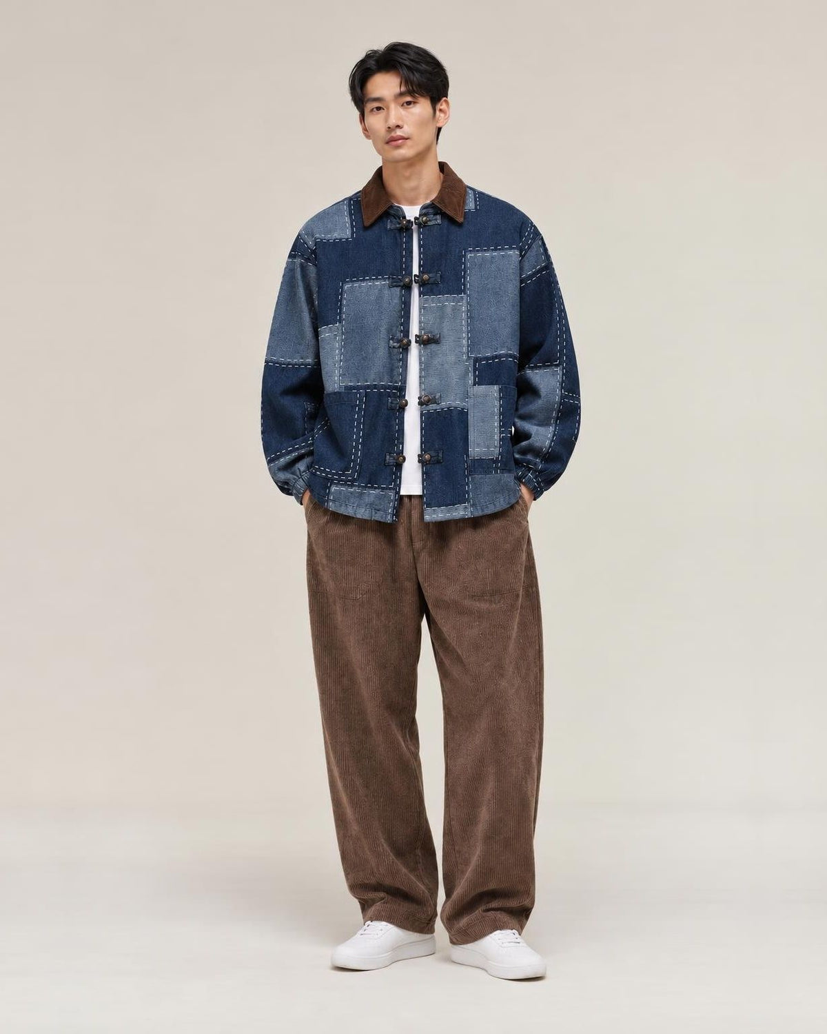 Sabi Washed Denim Jacket in Blue, establishing