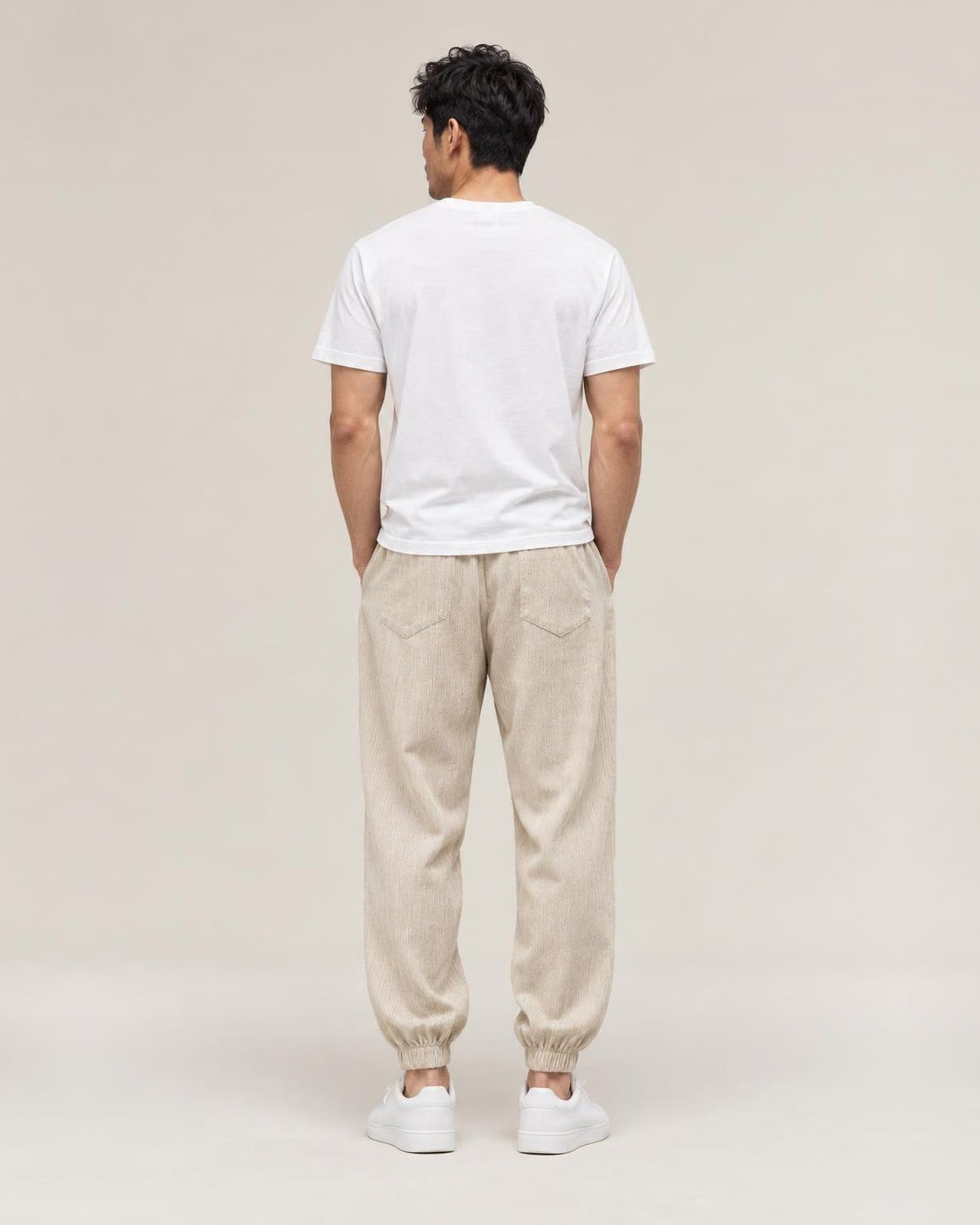 Shinbo Pants in Beige, back view
