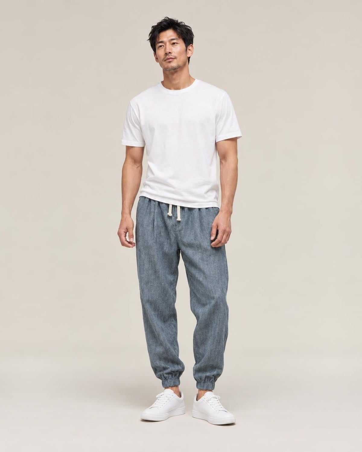 Shinbo Pants in Blue, full-length front view