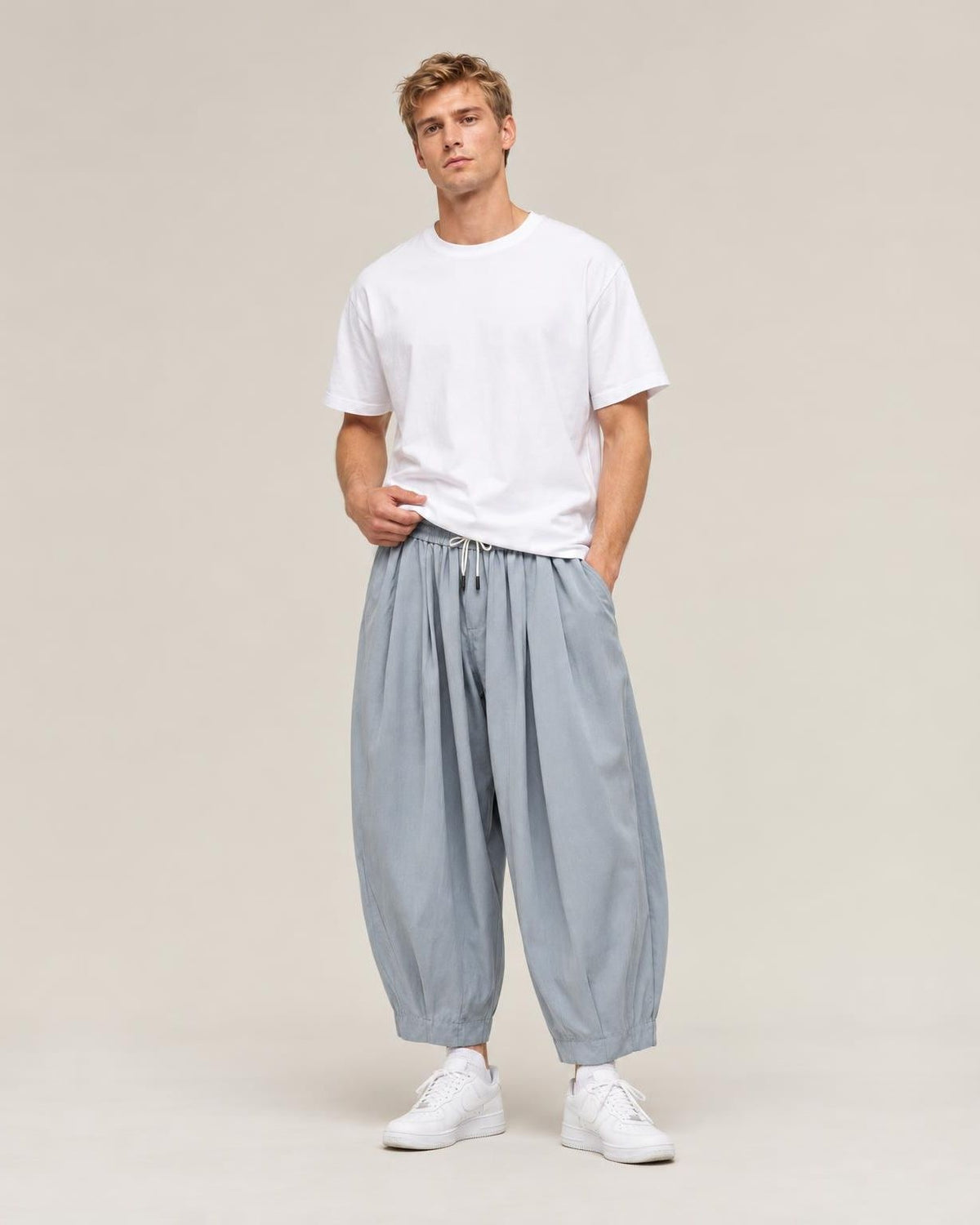 Sora Wide Leg Pants in Blue, full-length front view